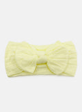 Baby Girl Textured Headband with Knotted Bow - Lemon Yellow