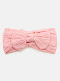 Baby Girl Textured Headband with Knotted Bow - Salmon