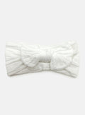 Baby Girl Textured Headband with Knotted Bow - White