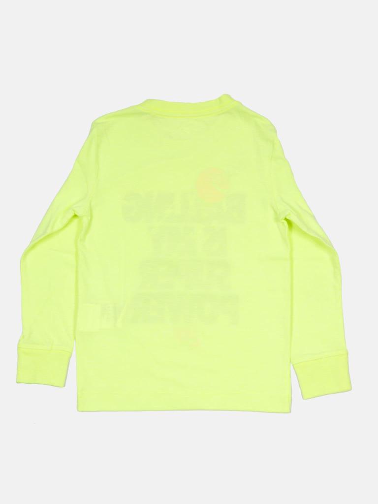 Nike Junior Basketball Printed Long Sleeves T-Shirt - Neon Yellow