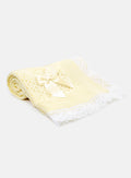 Baby Open Dot Knitted Spanish Blanket with Bow - Lemon Yellow