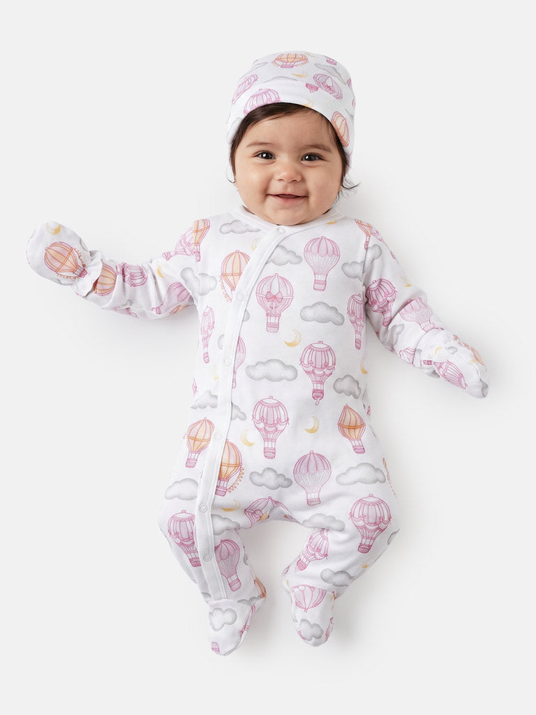 Baby All-In-One 5-Piece Set Hot Air Balloon Collection - Baby Pink
