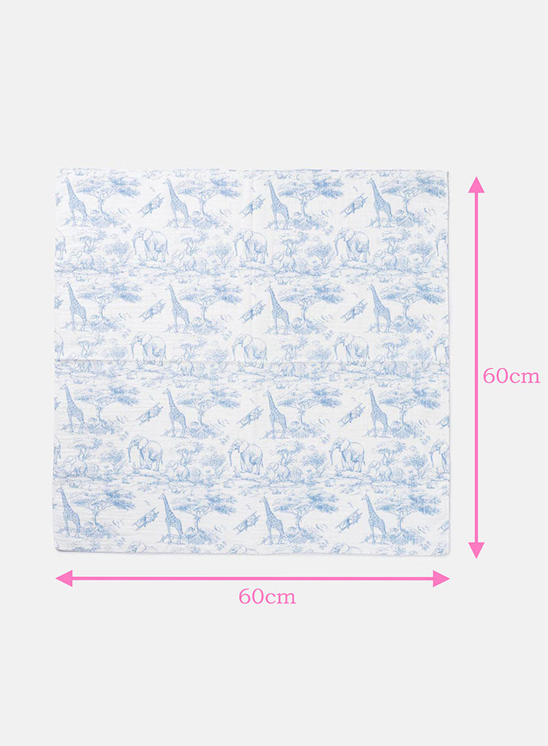 Baby Safari Collection Muslin Square - Baby Blue