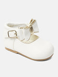 Baby Girl Buckle Strap Big Bow Shoes Sky Collection - White