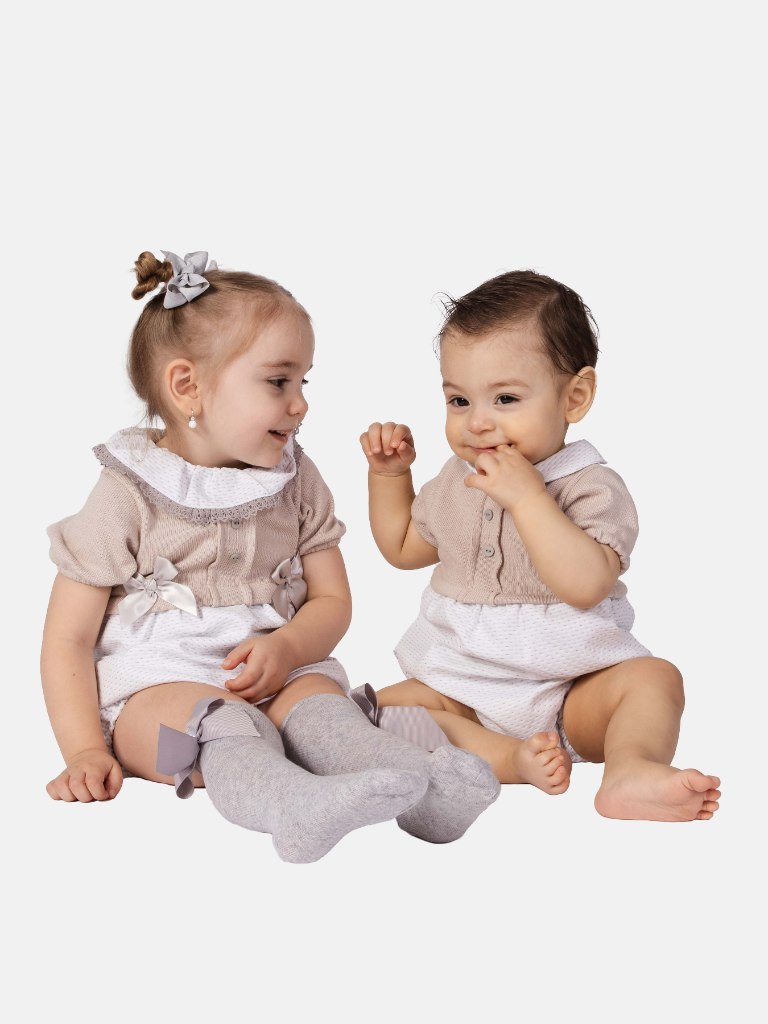 Baby Girl/Boy Ines & Leon Grey Spanish Romper Bundle
