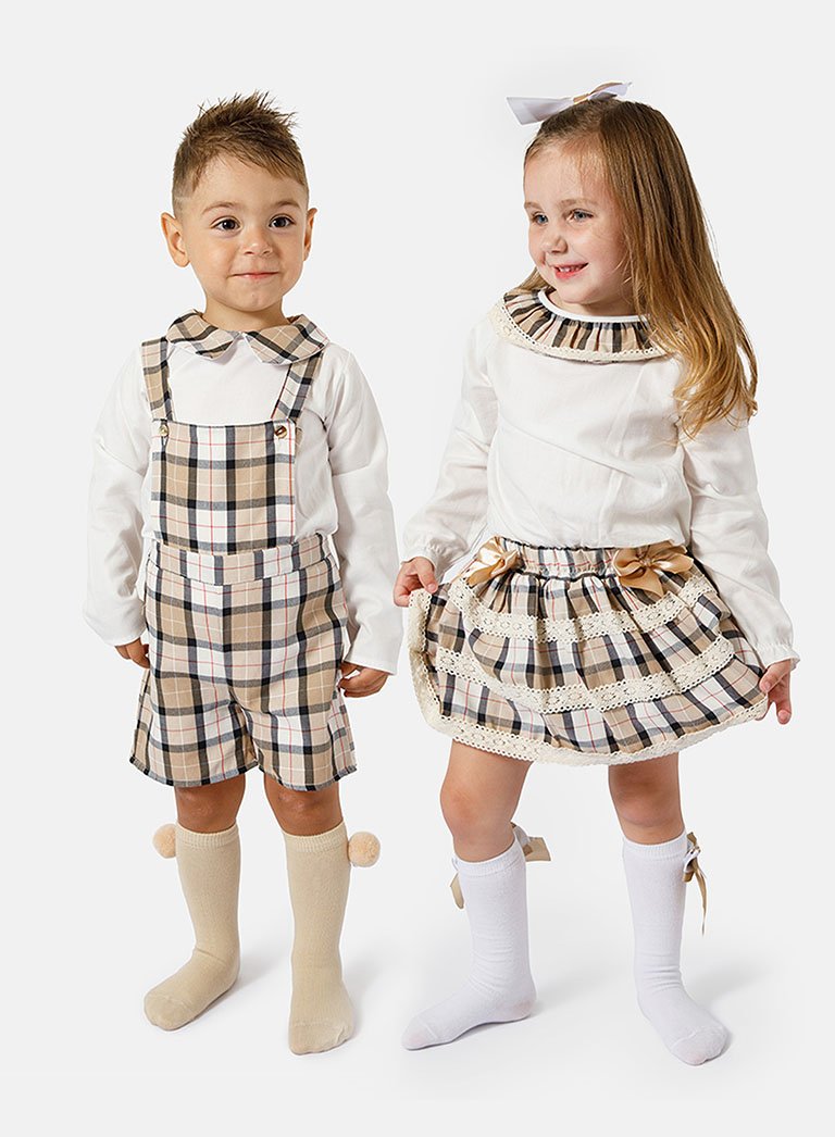 Matching Girl/Boy Sonia-Sergio Romper Set Bundle - Beige