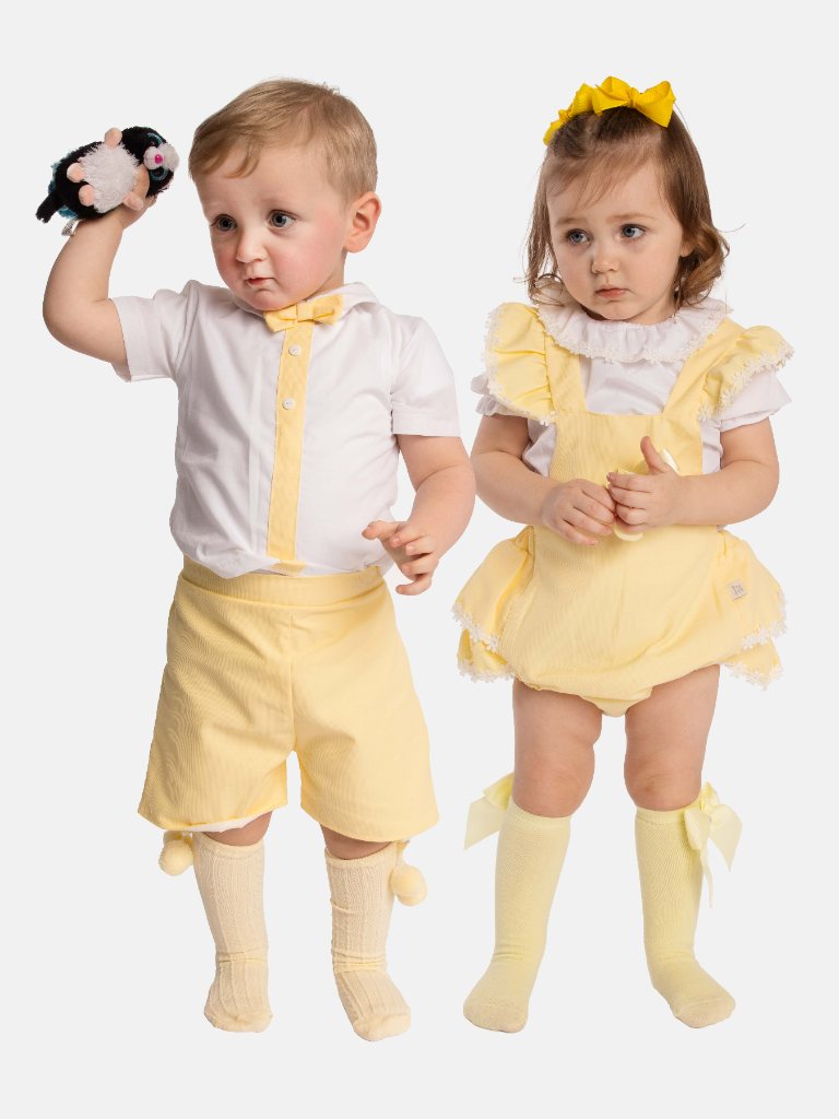 Baby Boy/Girl Daisy Spanish Romper Bundle- Lemon Yellow