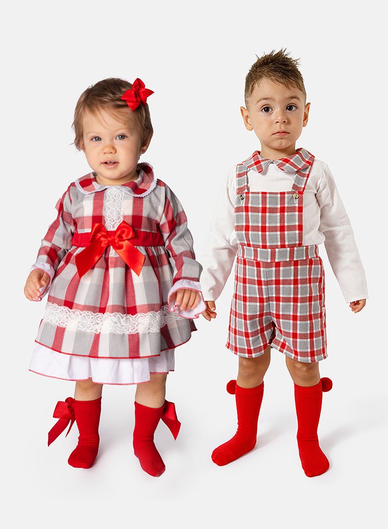 Matching Girl/Boy Antonia-Sergio Romper Set Bundle - Red