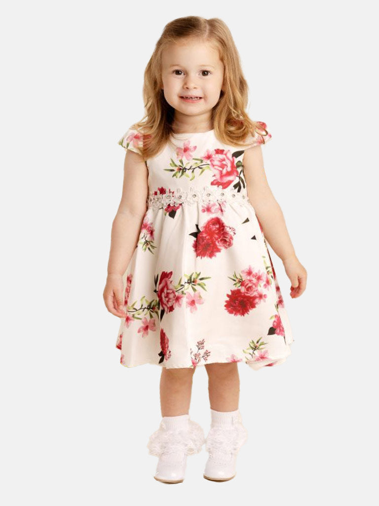 Baby Girl Rose Collection Floral Print Dress Melia - Fuchsia Pink