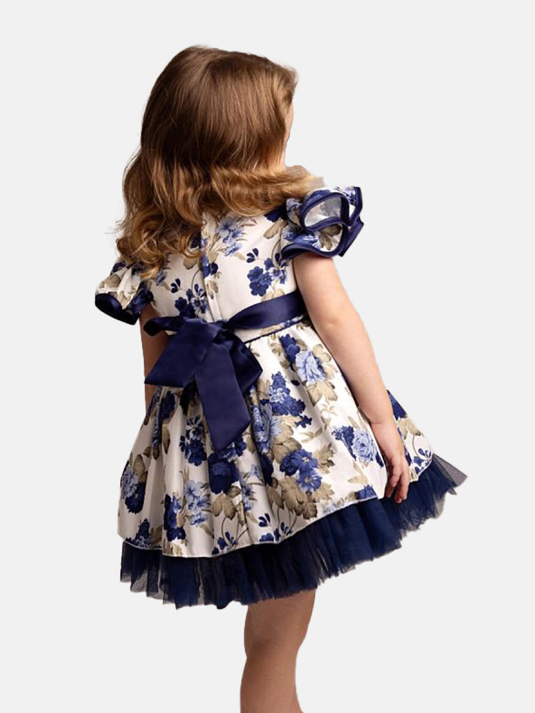 Baby Girl Anastasia Collection Floral Print Dress Melia - Navy