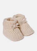 Baby Waffle Knit Booties - Beige
