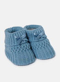 Baby Waffle Knit Booties - Blue