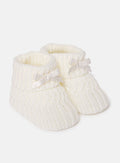 Baby Waffle Knit Booties - Ivory
