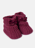 Baby Waffle Knit Booties - Plum
