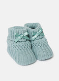 Baby Waffle Knit Booties - Sage