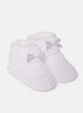 Baby Waffle Knit Booties - White