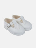 Baypods Hard Sole Boys T-Bar Hole Punched Shoes - White