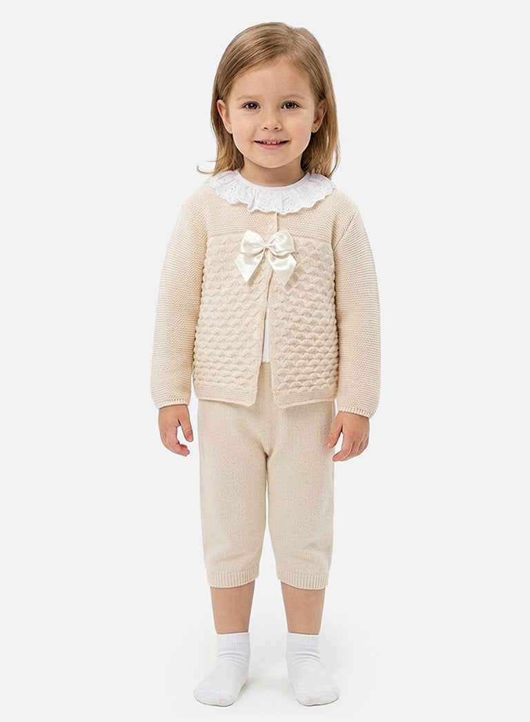 Girl Zaira Collection 3-Piece Knitted Set Baby & Toddler - Beige