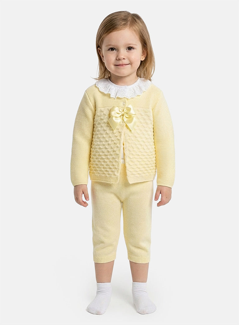 Girl Zaira Collection 3-Piece Knitted Set Baby & Toddler - Lemon Yellow