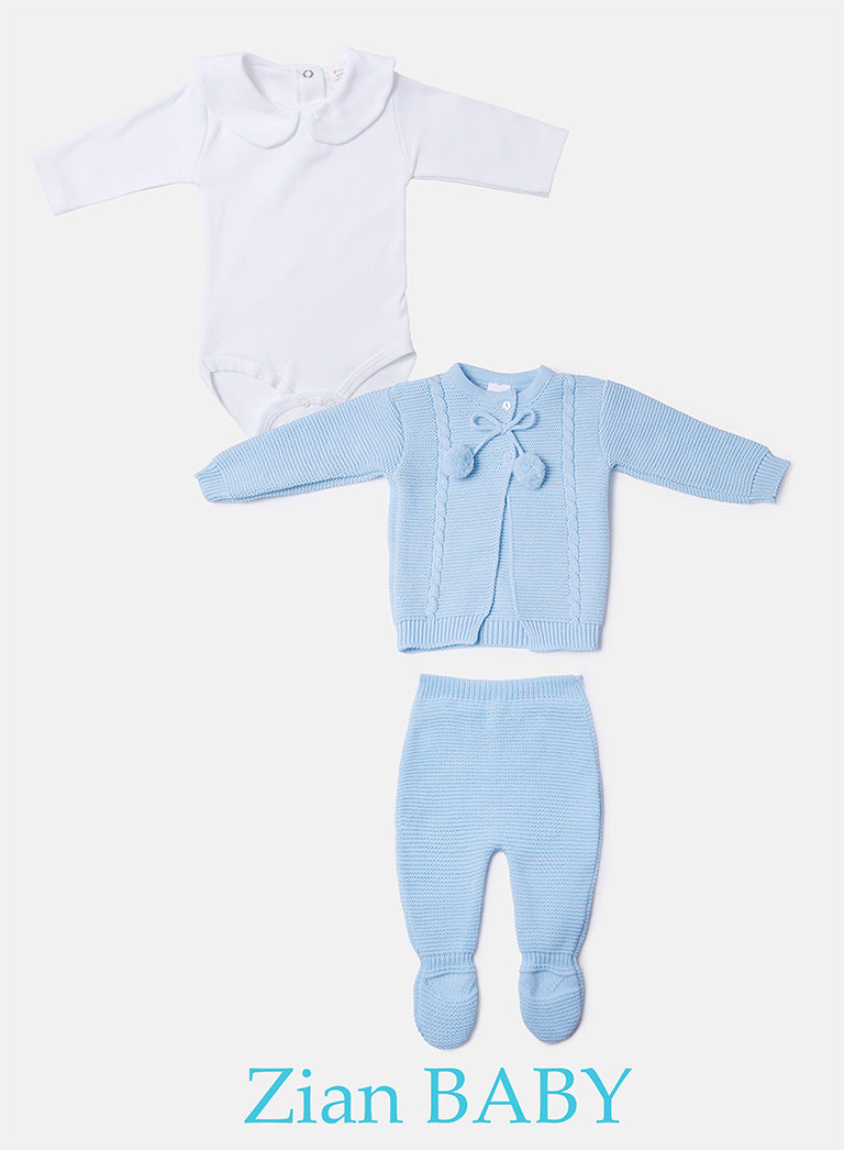 Boy Zian Collection 3-Piece Knitted Set Baby & Toddler - Baby Blue
