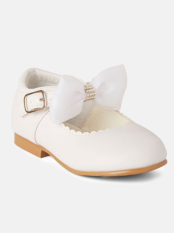 Baby Girl Zuri Rhinestone Bow Shoes - White