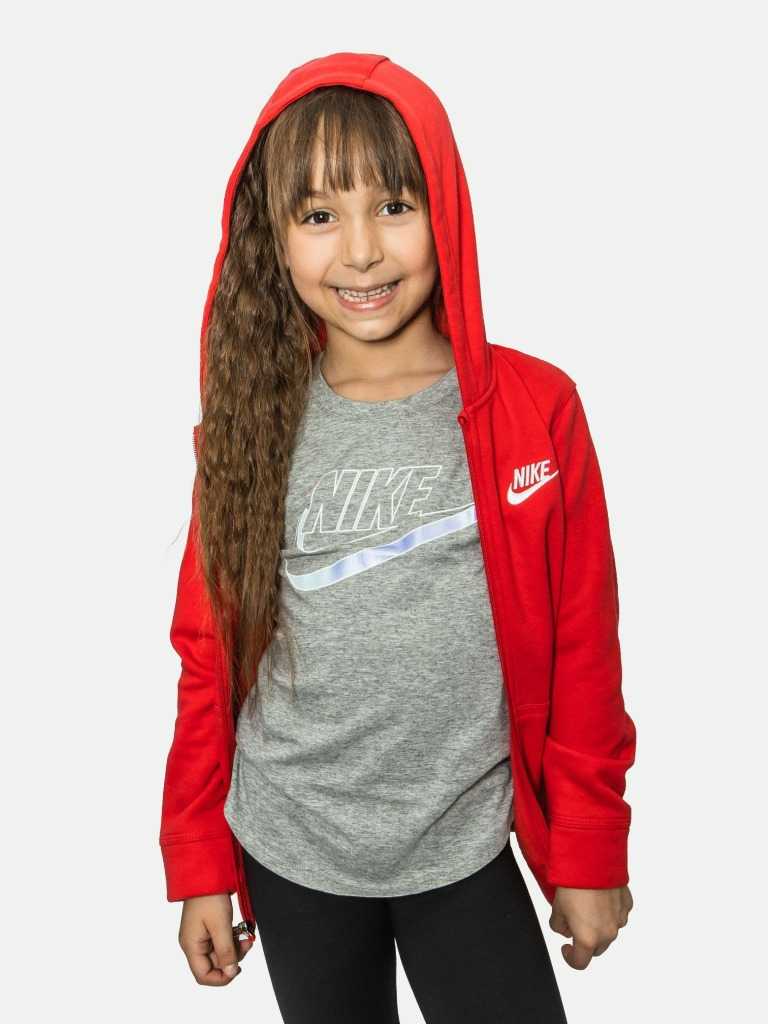 Nike Junior Sportswear Club Hoodie Zip-up Sweatshirt with Nike Logo - Red