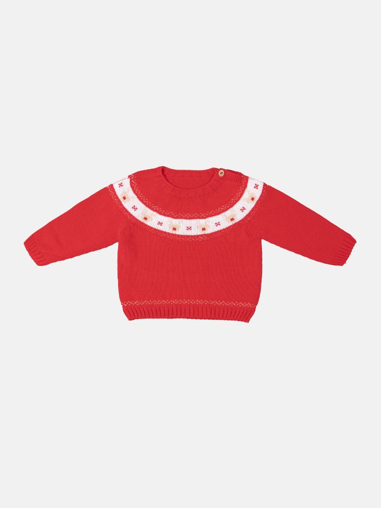 Baby Boy Rudolph Collection Knitted 2-piece Sweater and Pyjama Set - Small Fit - Red and Blue
