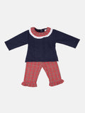 Baby Girl Holiday Angel Collection Frilly 2-piece Set - Navy Blue & Red