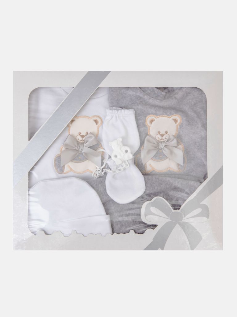 Baby Unisex 6-piece Teddy Gift Box Set - Grey