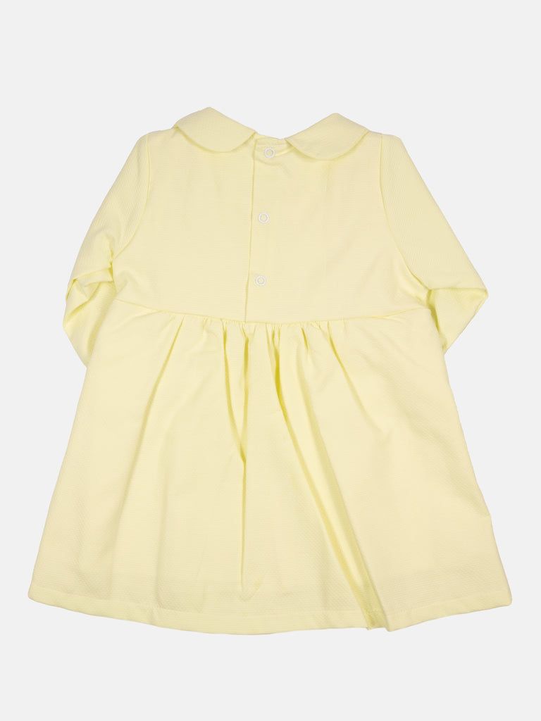 Baby Girl Julieta Classic Dress With Bow Long Sleeves - Yellow