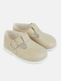 Baypods Hard Sole Boys T-Bar Hole Punched Shoes - Beige