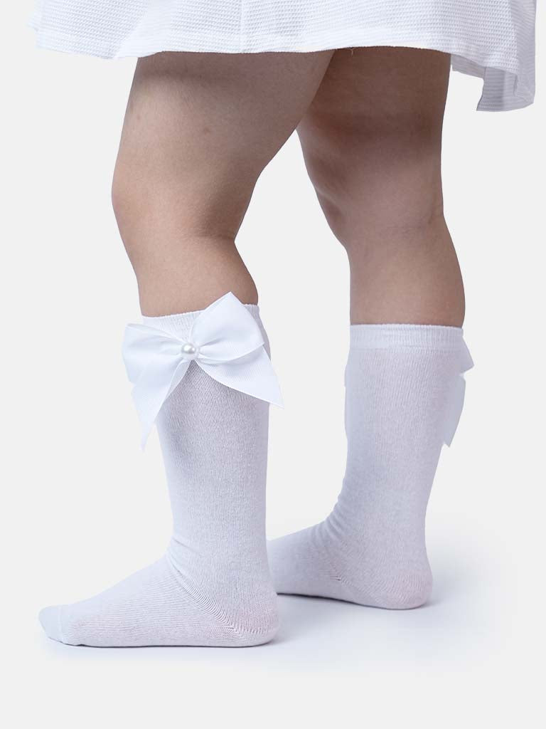 Matching Pearl Socks and Hairclips Bundle-White