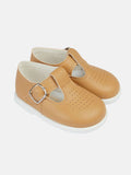 Baypods Hard Sole Boys T-Bar Hole Punched Shoes - Camel Brown