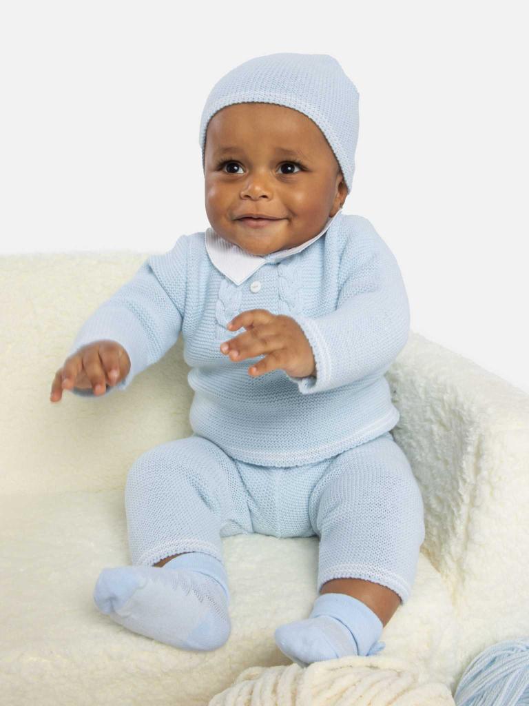 Baby Boy Jose Collection Knitted 3 piece set - Baby Blue - Normal Fit