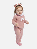 Baby Girl Mia Collection 3-piece Knitted Set with Bow and Bonnet - Dusty Pink