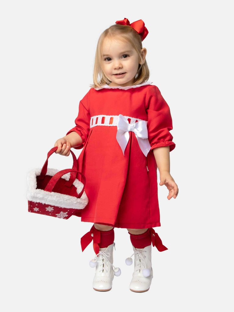 Baby Girl Valentina Dress with Bow and Frills - Red - Normal Fit