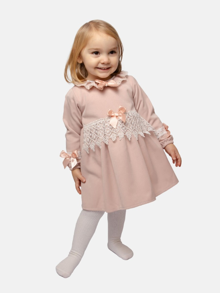 Baby Girl Adella Collection Spanish Dress with Bows-Rose Pink
