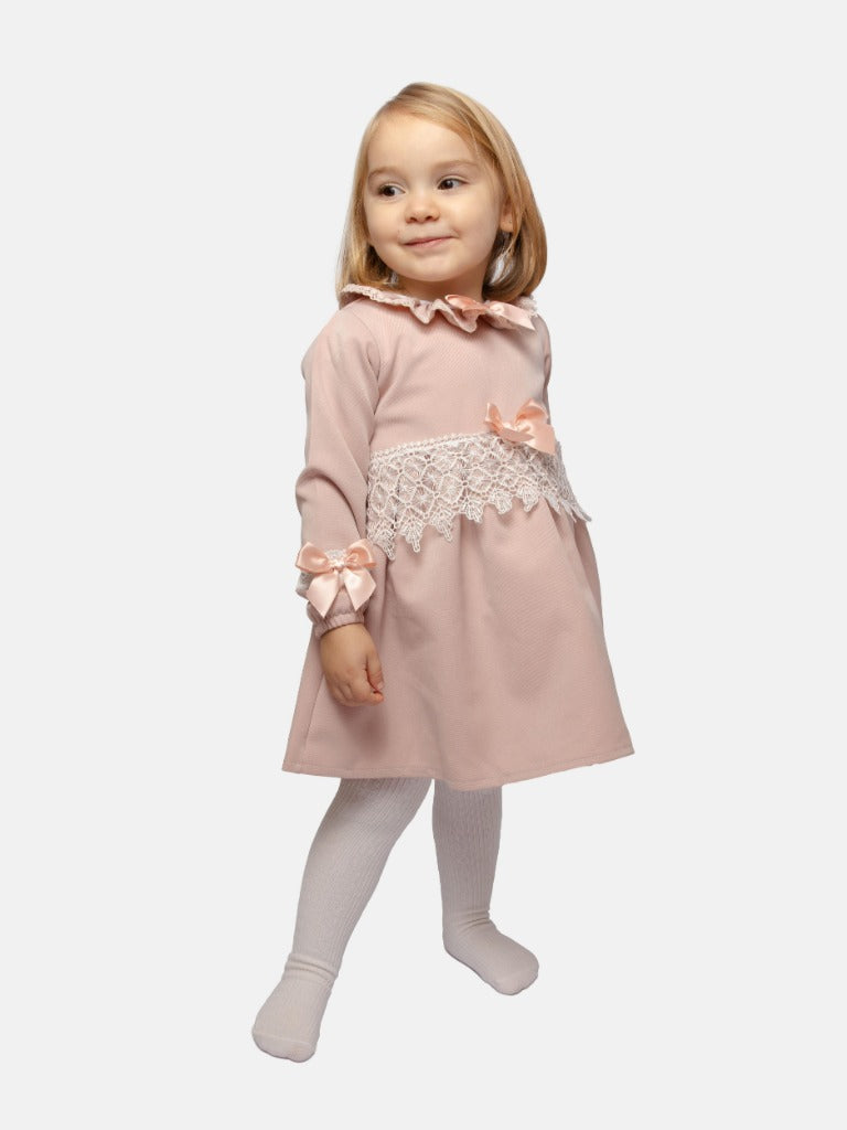 Baby Girl Adella Collection Spanish Dress with Bows-Rose Pink