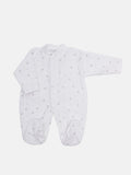 Tiny Baby Unisex Grey Star Sleepsuit - White with grey stars