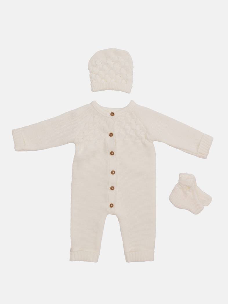 Baby Unisex 3-piece Texture Knitted Gift Box Set-Ivory