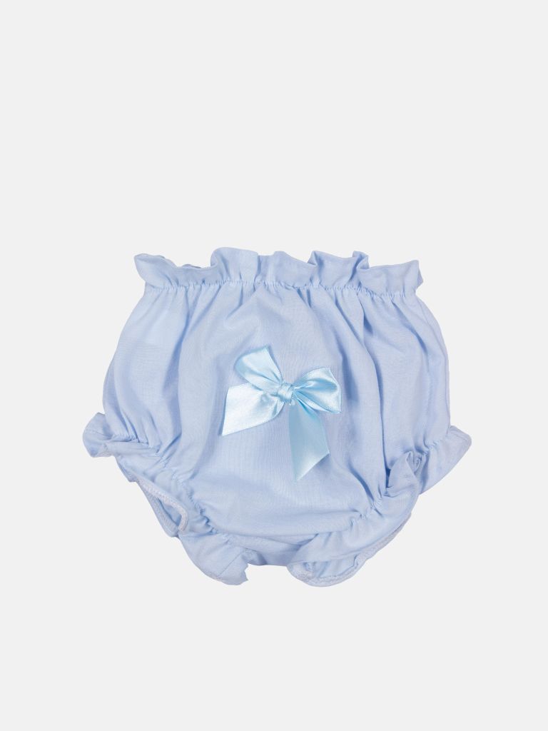 Baby Girl Lucia Collection Dress with Bows and Frilly long sleeve - Baby Blue