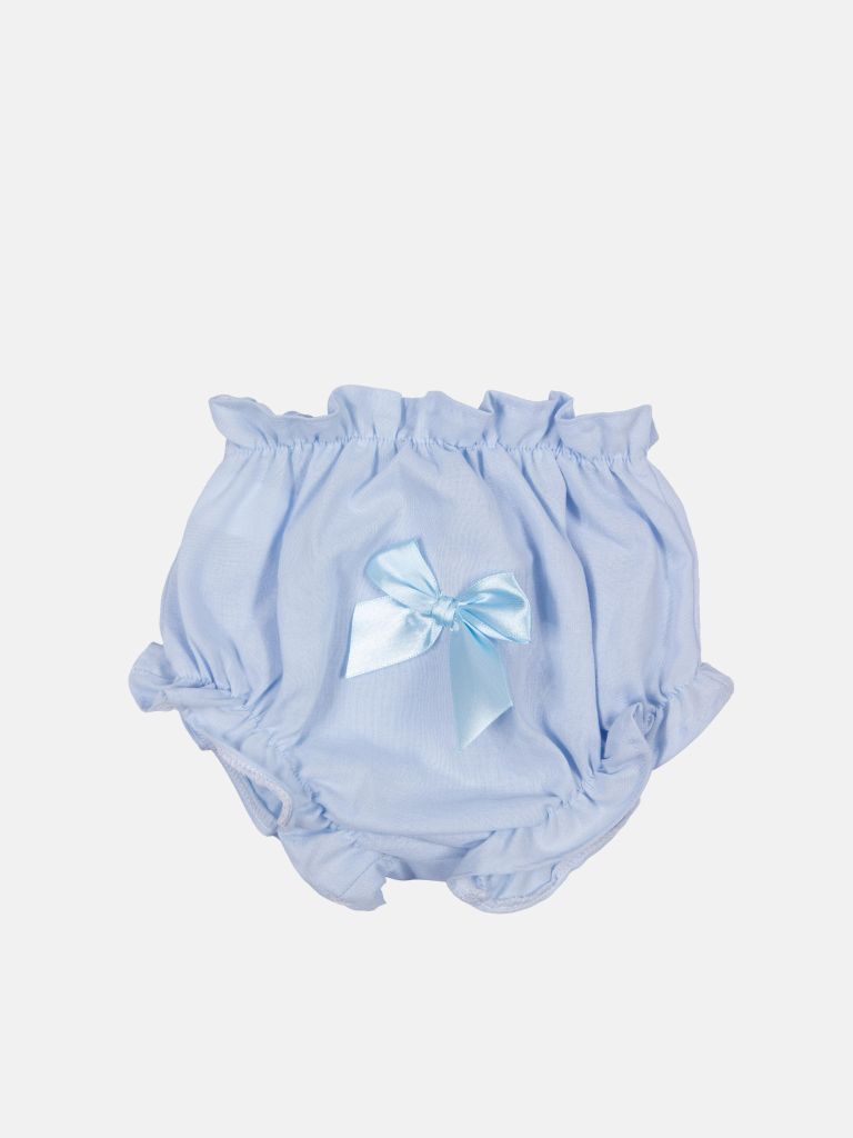 Baby Girl Lucia Collection Dress with Bows and Frilly long sleeve -  Baby Blue