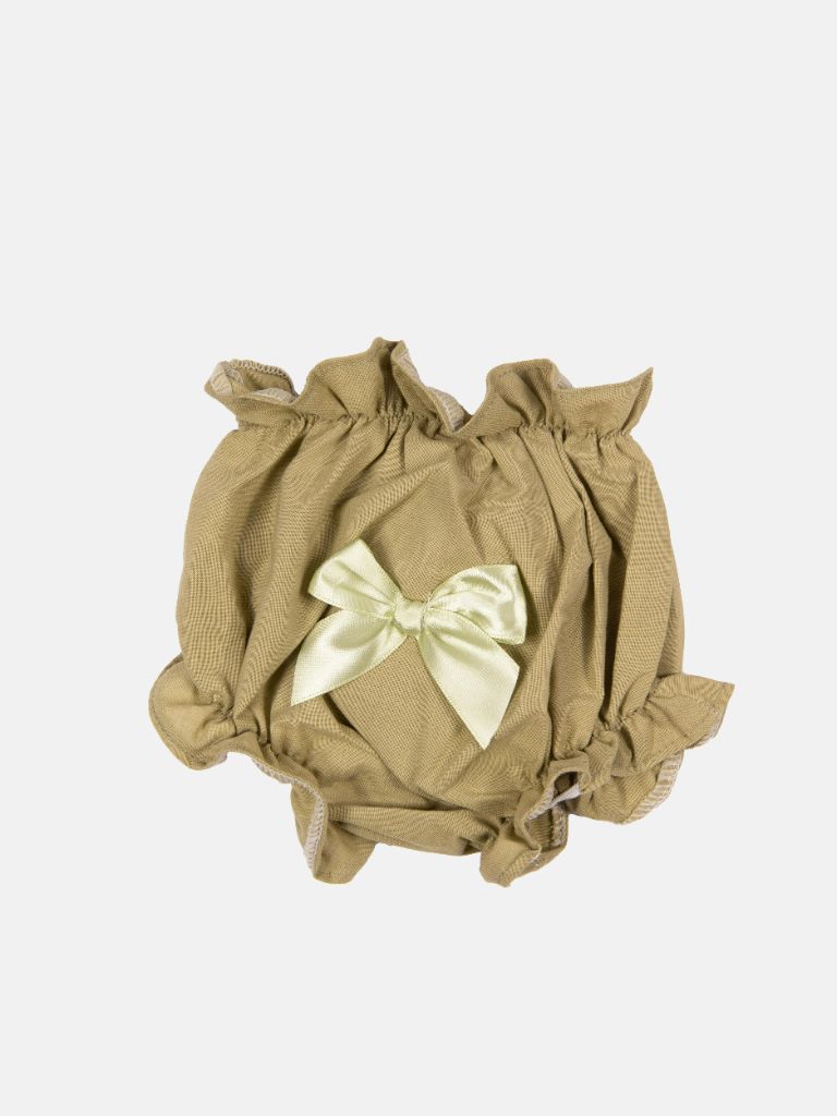 Baby Girl Lucia Collection Dress with Bows and Frilly long sleeve -  Sage Green