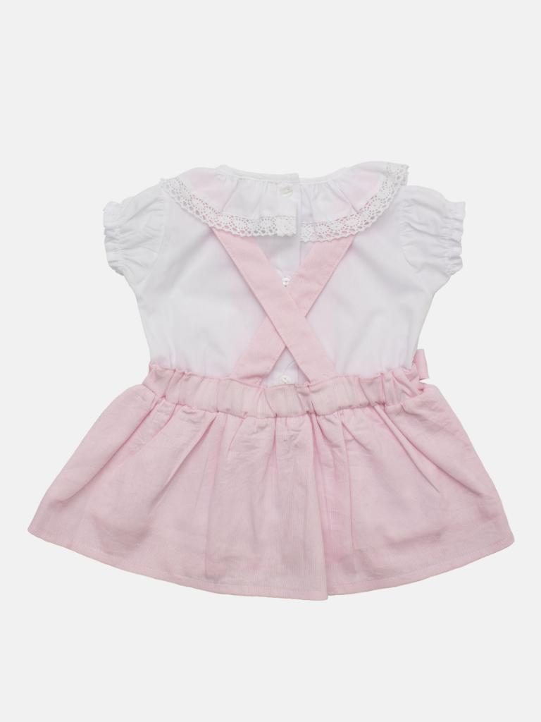 Baby Girl Natalia Collection Dress with Hat, Bows and short puff sleeve - Pink - Normal Fit