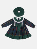 Baby Girl Star Collection Dress with Tartan Beret - Green with Tartan