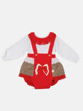 Baby Girl Winter Wonderland Collection Tartan Romper with Frills, Lace and Bows - Red collar