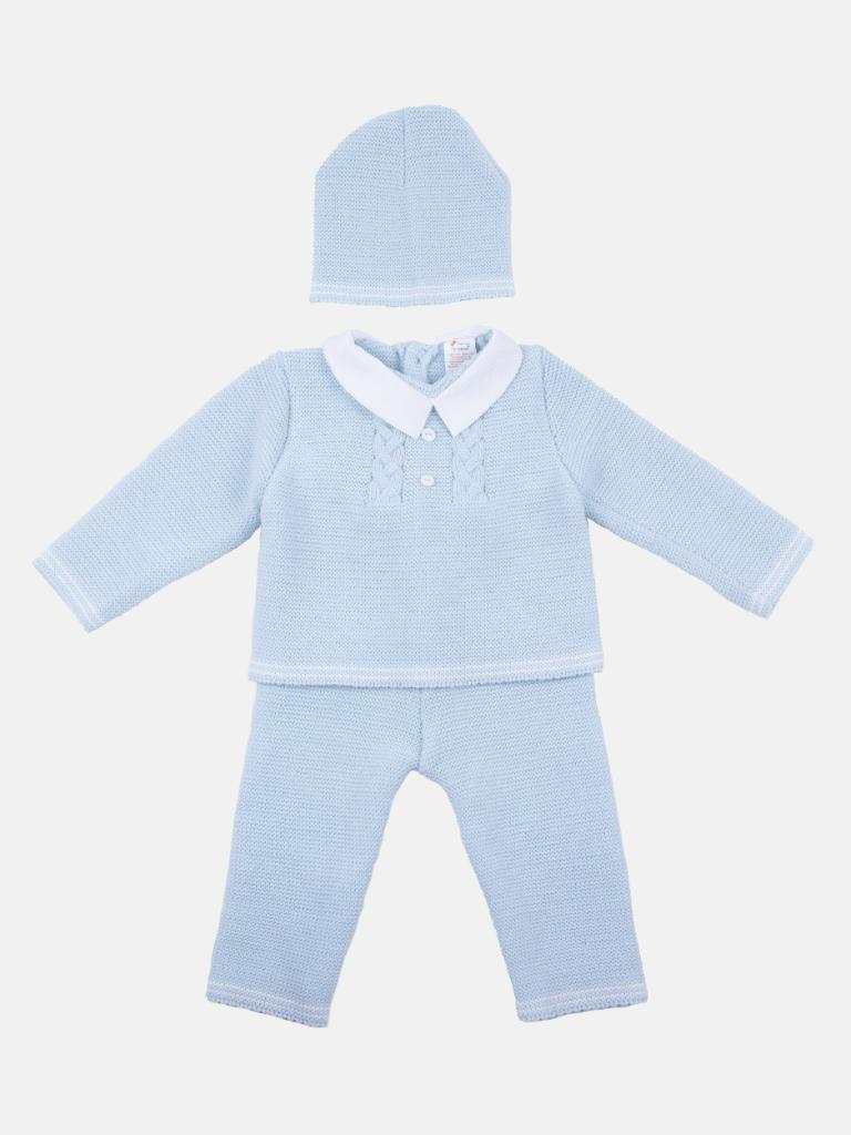 Baby Boy Jose Collection Knitted 3 piece set - Baby Blue