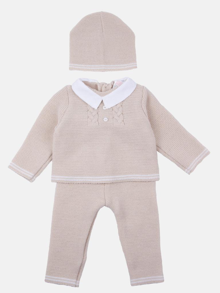 Baby Boy Jose Collection Knitted 3 piece set - Beige