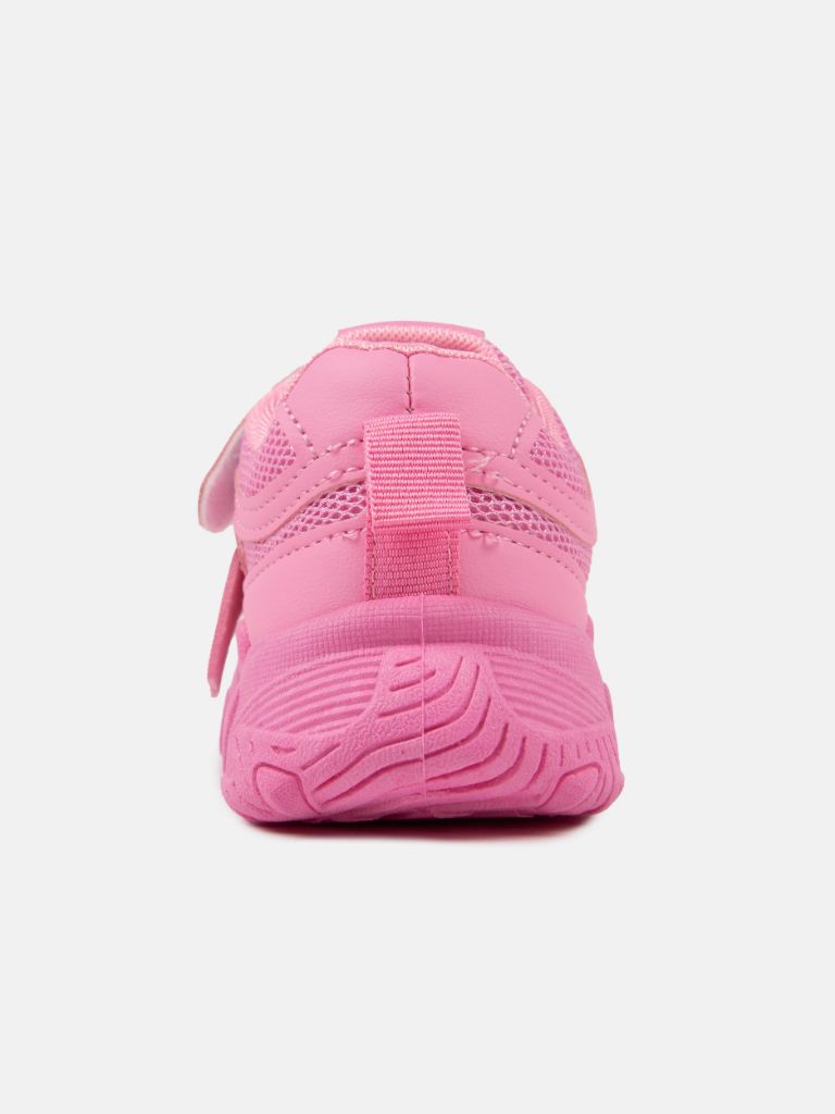 Baby Girl Thick Sole Non-Slip Decorated Sport Trainers with Velcro Strap - Fuschia Pink