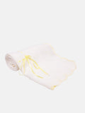 Baby Spanish Shawl Colour Hem & Satin Ribbon - White & Yellow